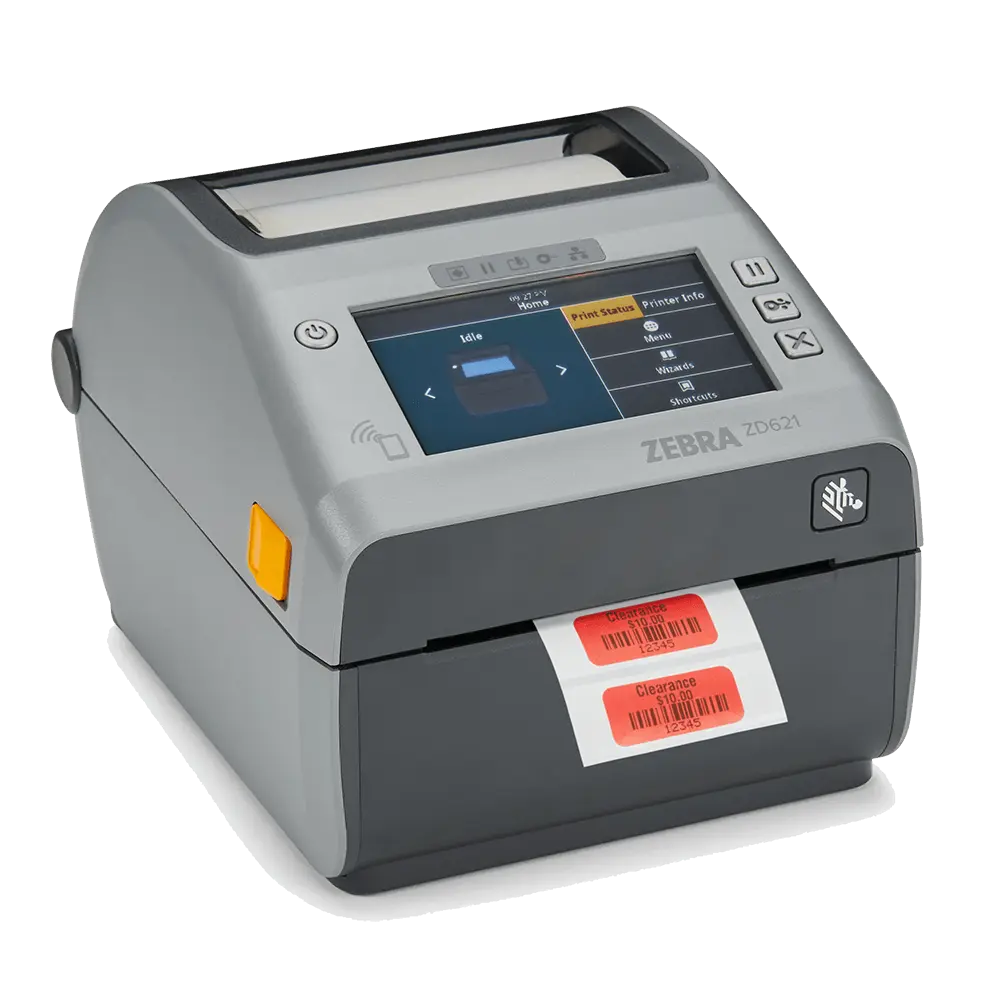 Zebra ZD621 طابعة ملصقات سطح المكتب للباركود ، طباعة نقل حراري ، دقة طباعة 300 نقطة في البوصة ، سرعة طباعة 152 مم / ثانية ، عرض ملصق 118 مم ، بلوتوث ، اتصال إيثرنت ، رمادي | ZD6A043-30EF00EZ