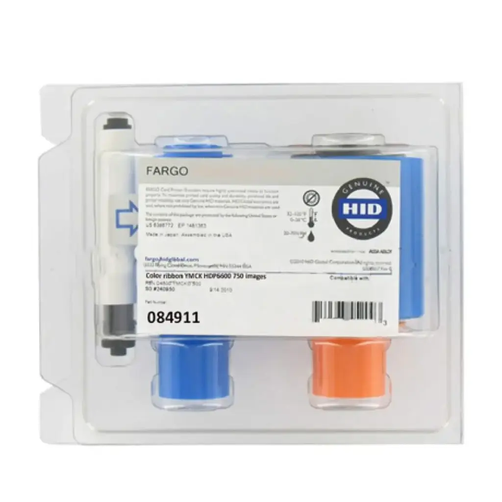 ( 084911) –  شريط Fargo HDP6600 رباعي الألوان (YMCK) للطباعة الكاملة على البطاقات  حل طباعة عالي الجودة لبطاقات الهوية