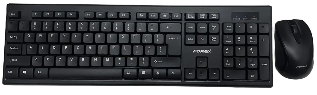 2.4G Wireless Keyboard+Mouse Wireless technology , Energy saving , Ergonomic Design , Waterproof , Silent Key , Standard 104 key , 2.4G Wireless FVW706