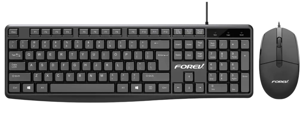 FV69  كيبورد وماوس سلكي بمنفذ USB، لون أسود، عربي + انجليزي 