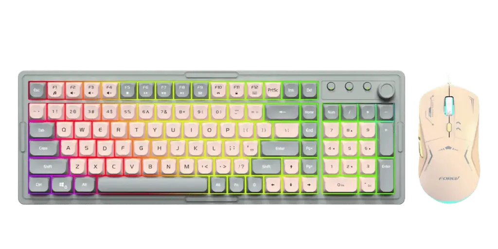 Wired Gaming Keyboard and Mouse Suit FV-Q908 - Esports Light-Emitting Office Desktop Laptop Film Keyboard (Multicolor)  FVQ908