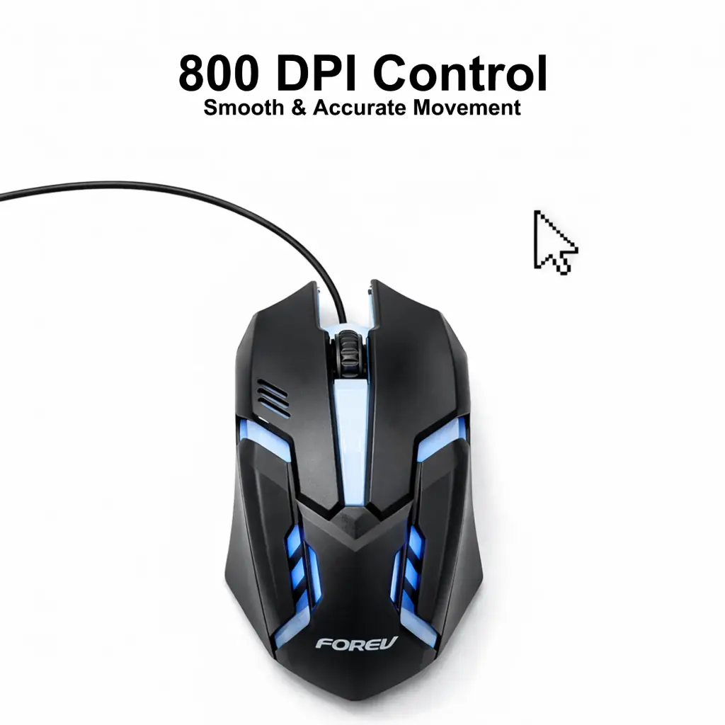 Forev Wired Backlit Mouse With Comforte Grip -Black  FV136