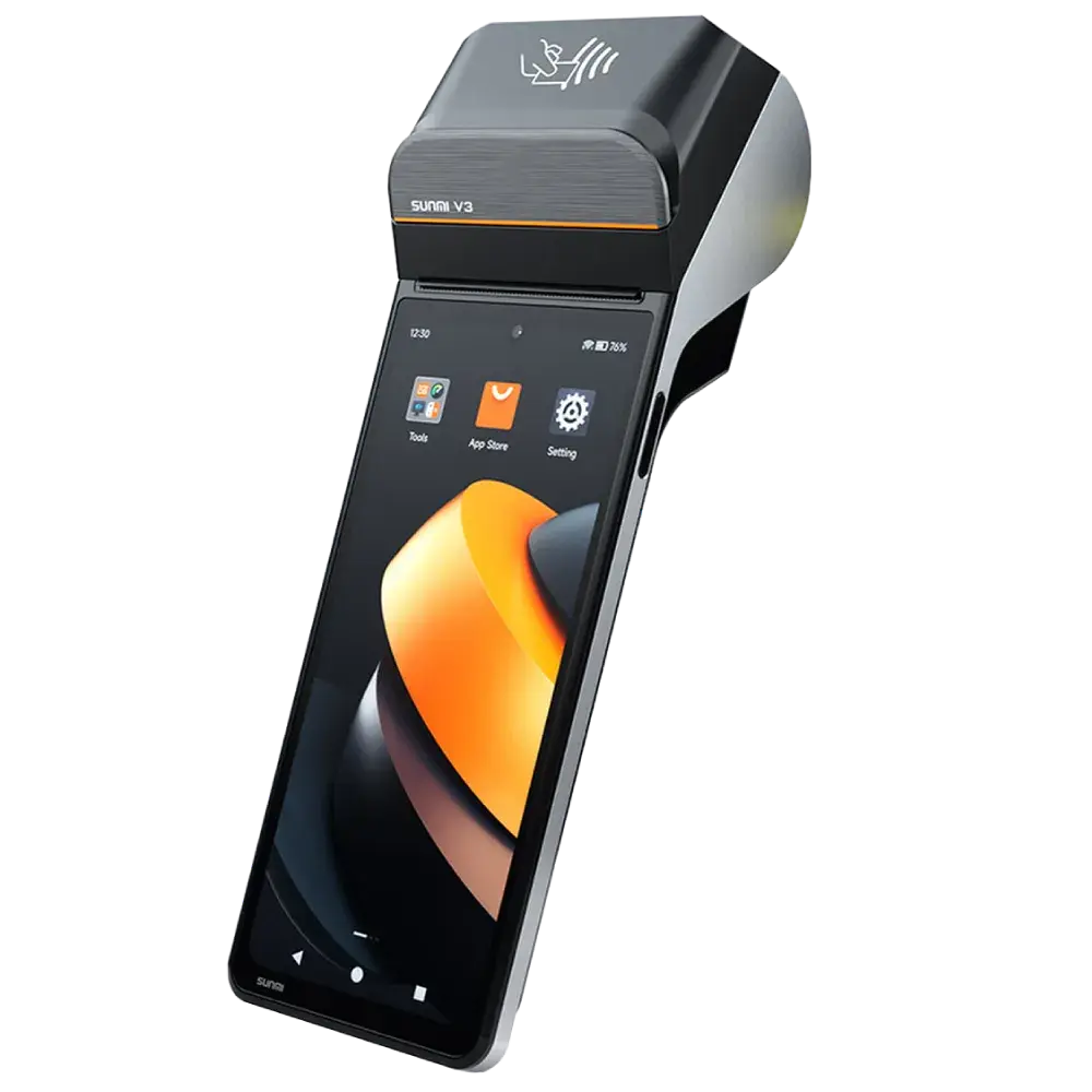 SUNMI V3 Mobile POS Terminal 3GB RAM 32GB Storage with 58mm Label Printer & NFC | جهاز نقاط بيع محمول مع طابعة حرارية وNFC