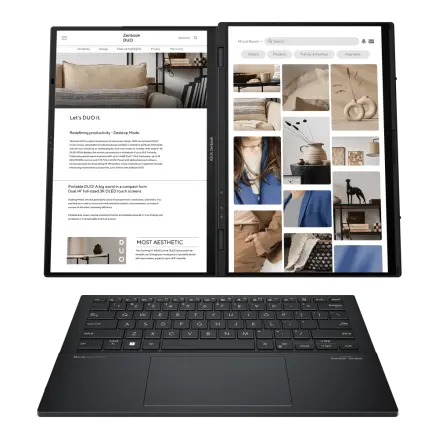 [UX8406MA-OLEDI7IG] ASUS Zenbook DUO UX8406MA-OLEDI7IG لاب توب 14 بوصة OLED 3K Intel Core Ultra 7 155H 16 جيجابايت رام 1 تيرابايت SSD Intel Arc Graphics، Win11 رمادي، 90NB12U1-M003F0