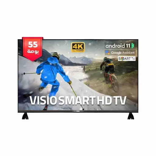 شاشة تلفاز VISIO الذكية 55 بوصة FRAMELESS LED - 4k ULTRA HD ، نظام أندرويد 11، مع رييسيفر داخلي و ريموت مجاني لتجربة ترفيه متطورة SMART ANDROID TV