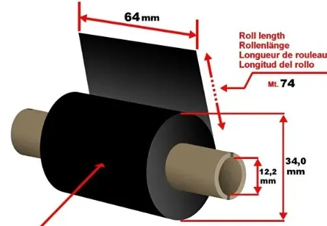 [PROV6474WR] PROV 230 Wax Resin 64mm x 74m Ribbon, 12mm core- China