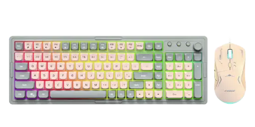 [FVQ908] Wired Gaming Keyboard and Mouse Suit FV-Q908 - Esports Light-Emitting Office Desktop Laptop Film Keyboard (Multicolor)  FVQ908